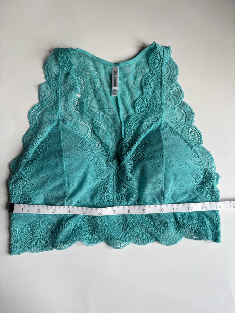 Zenana Turquoise Lacy Bralette - Size L - Picture 5 of 7